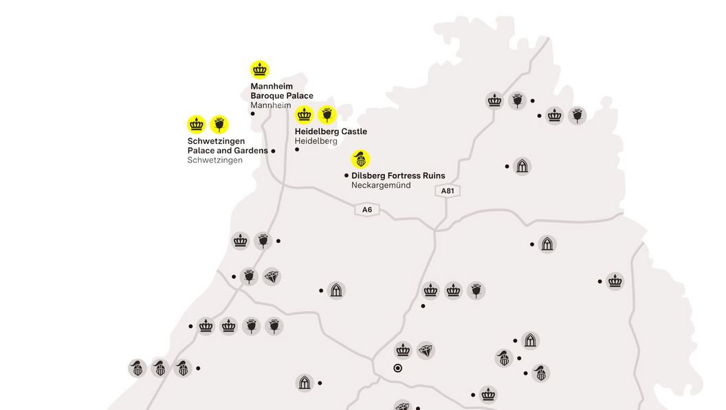 journey map, Illustration: Staatliche Schlösser und Gärten Baden-Württemberg, JUNG:Kommunikation GmbH